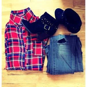 Francesca's collections plaid shirt